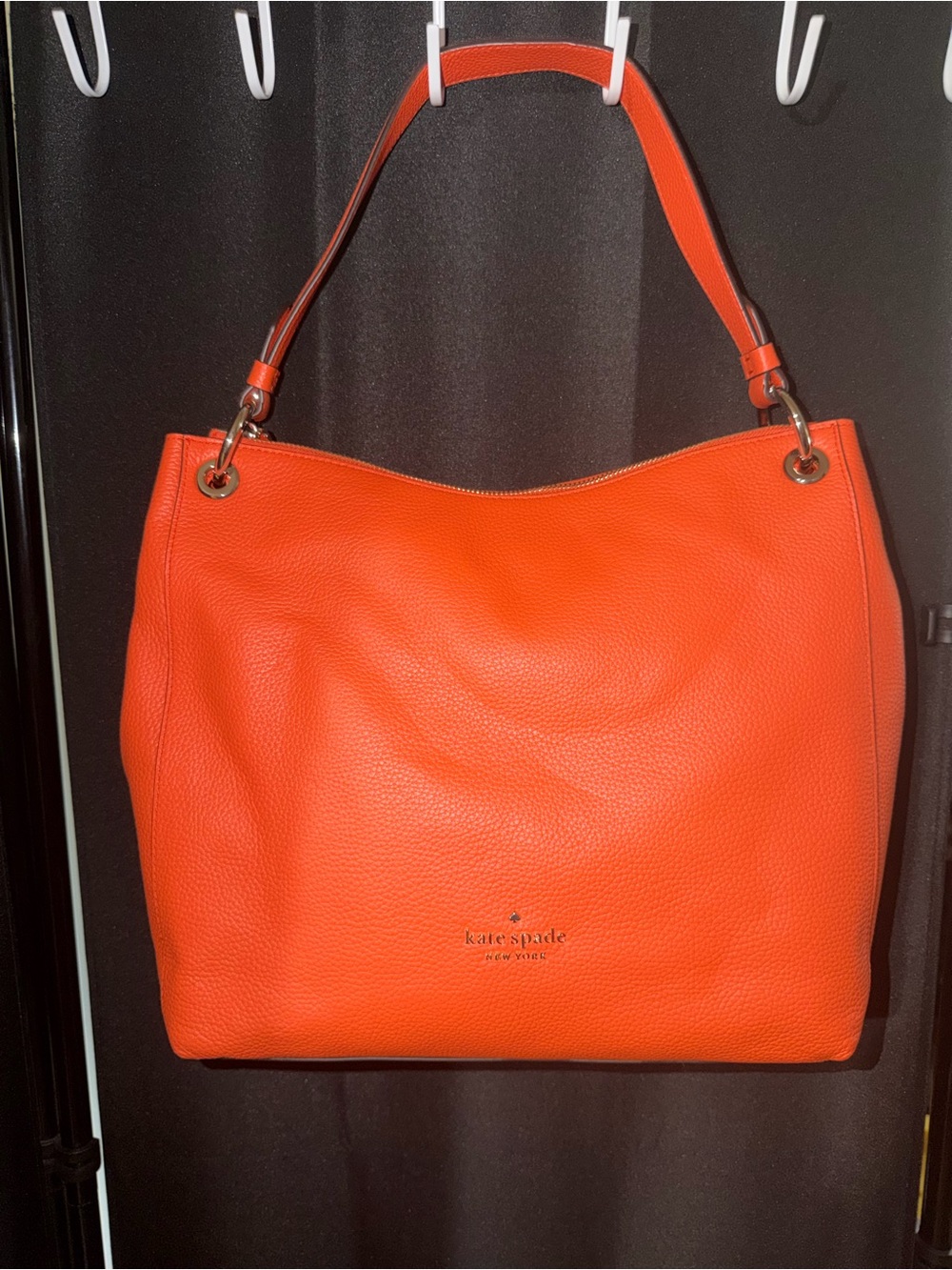kate spade Orange Pebbled Leather Shoulder Tote